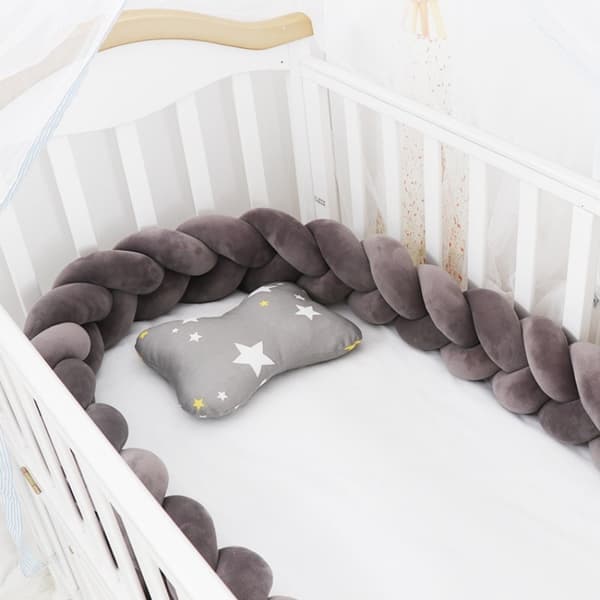 Baby roterende sprinkelsengbeskytter, sengepynt, håndlaget treflettet lys grå lys grå lys grå-glad lys grå 1 meter 1 meter