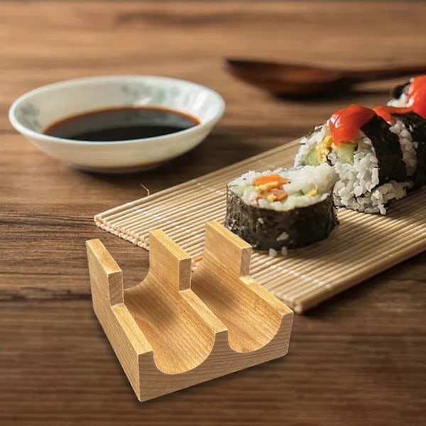 Trä Tacohållare, Sushi Serveringsfat, Sushi Tacoställ, Sushihållare Stativ, Trä Sushihållare för Semester Wood 2 Grids
