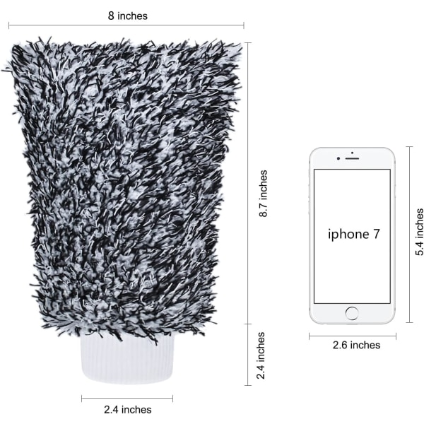 Mikrofiber Bilvask Votter Rengjøringshansker Utstyr Svamp, 2 Sett Profesjonelle Riper Fri Polering Rengjøringshansker Grey