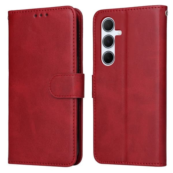 SKALO Samsung A56 5G PU Læder Wallet Case - Flere Farver Rød Red R\u00f6d