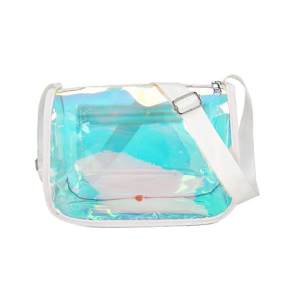 Messenger-väska för damer, transparent laser-axelväska, godisfärger, crossbody-väska White
