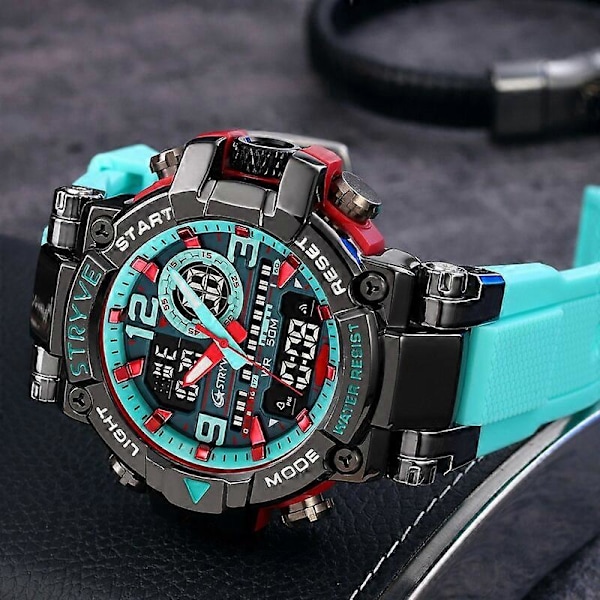 Nyt STRYVE ur til mænd Digital-Analog Dual Movement Kalender Luminous Vandtætte ure Mode Sports Herreur 8025 Army Green