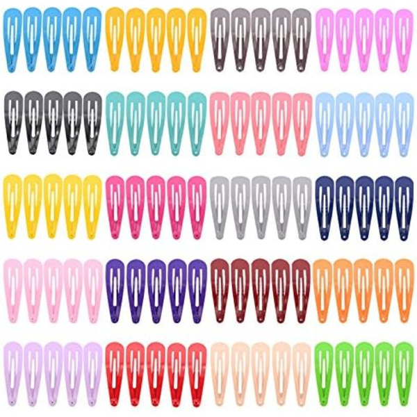 100 stk. slikfarvede 2 tommer metal snap hårklemmer til børn 100 Clips
