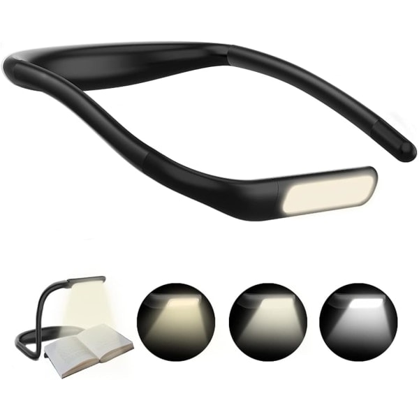 Oppladbar leselampe for nakke, 1800 mAh sammenleggbar LED-lampe hvit