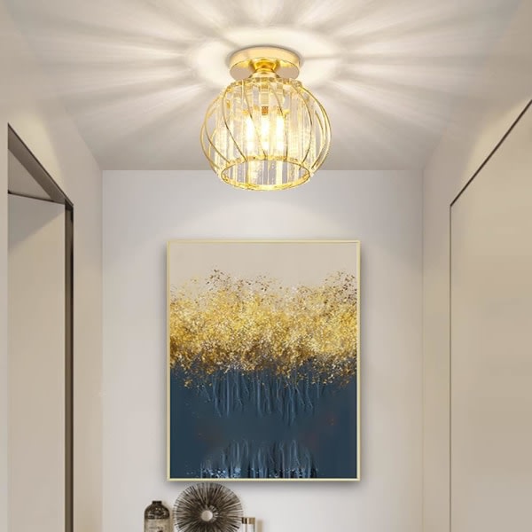 Moderne krystal loftslampe, E27 LED loftslampe, mini krystal gulvlampe til køkken Camping værelse Entré Soveværelse (A) [Energiklasse A+++]