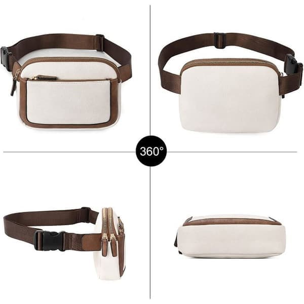 Dame PU Læder Bæltetaske Crossbody Taljetaske Rejsetaske Sort Black