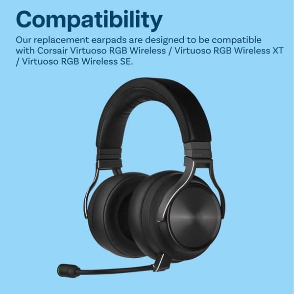 Erstatningsøreputer for Corsair Virtuoso RGB Wireless/RGB Wireless XT/RGB Wireless SE Gaming-headset, Protein-PU