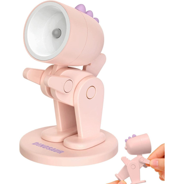 Unik Dinosaur Bordlampe | LED-lampe til soveværelse | Sød lampe til studerendes øjenbeskyttelse, justerbar bordlampe til boligindretning Pink