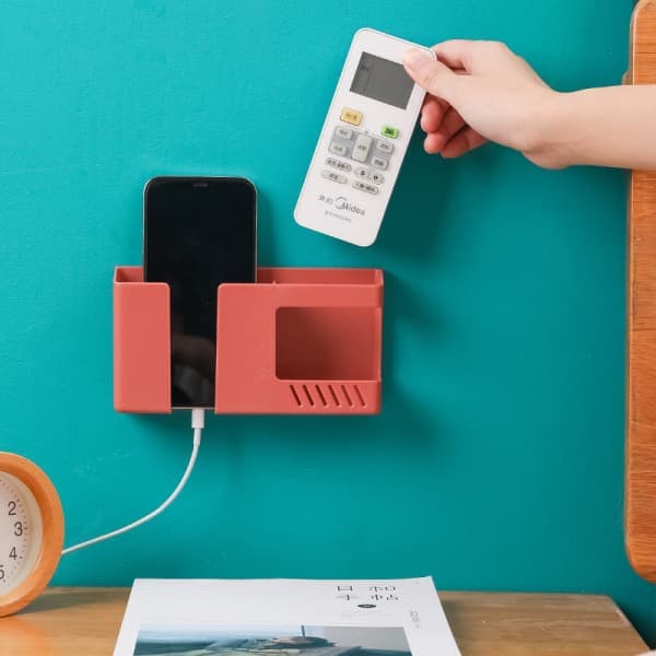 Veggmontert telefonbrakett, telefonholder med datakabelmottak