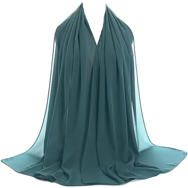 Chiffonscarf för kvinnor - Andningsbar mjuk silkeslen chiffonscarf, lätt luftig damhalsduk, tealgrön