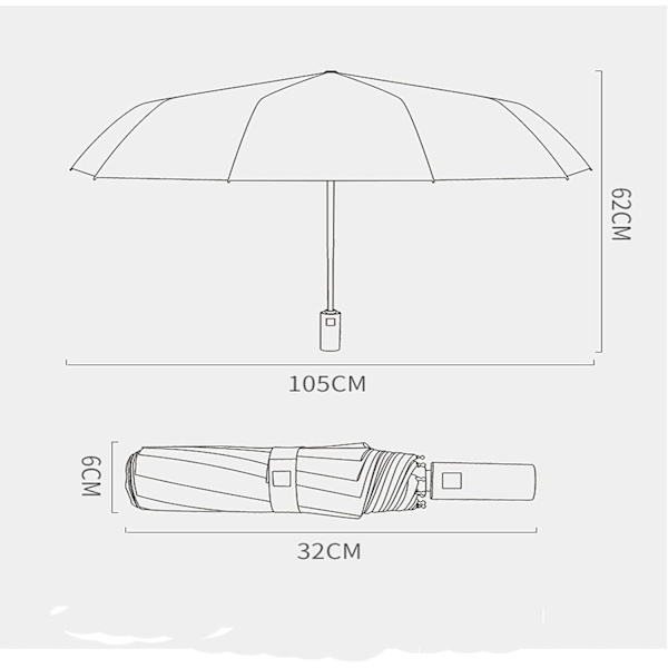 Unisex parasol solbeskyttelse bil bakspeil paraply ti-bens automatisk parasol sammenleggbar solbeskyttelse paraply