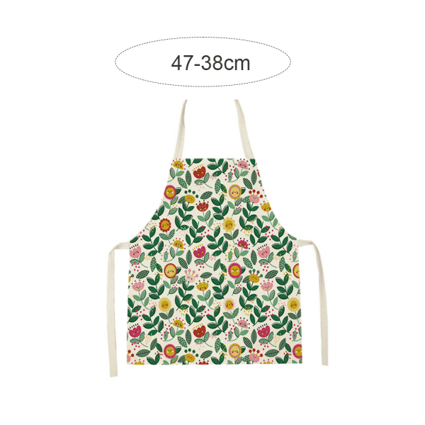 Blommigt kökförkläde i lantlig stil, blommigt linneförkläde för barn