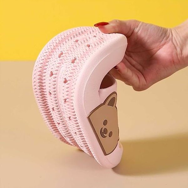 Naisten sandaalit, söpö karhukuvio, liukumattomat suihkukengät, mukavat ergonomiset tohvelit sisä- ja ulkokäyttöön Pink