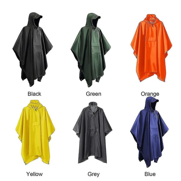 Regnkappe 3 i 1 Regnponcho Multifunksjonell Regnfrakk Poncho Regnponcho Voksen Vanntett Gjenbrukbar grey