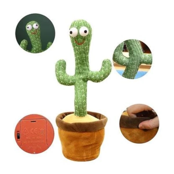 Dancing Cactus Talking Cactus Legetøj gentager hvad du siger Grøn julegave til børn