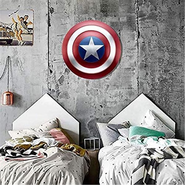 47 cm America Captain Shield, Metal Captain Shield med seler, Adult America Captain Cosplay Rekvisitter, Vægdekoration