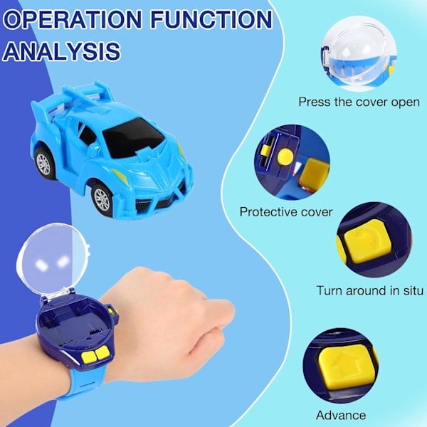 Kello kauko-ohjattavalla auto lelu mini 2.4GHz kauko-ohjattava auto kello lapset hauska ladattava lelut lapset pojat tytöt lelut sininen myrkky Blue Poison