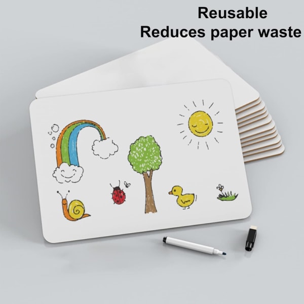 Mini whiteboard til tør sletning, 8,2x11,8 tommer dobbeltsidet mini whiteboard med penne og viskelæder, holdbare bærbare whiteboards 2pcs