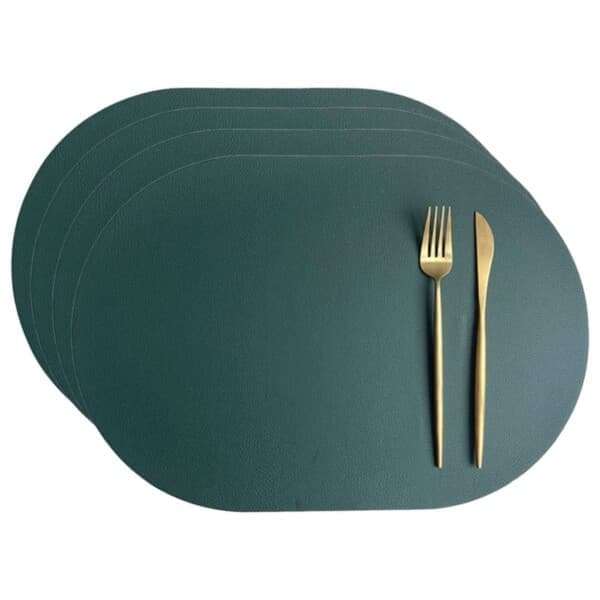 4 kpl pöytätabletti keinonahkaa, soikea, vihreä 43x30cm vihreä vihreä