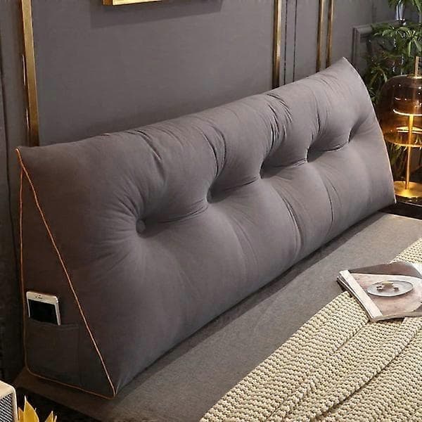 Bekväm ländryggskudde säng lässtöd triangulär sänggavelkudde sängkilkudde stor läskudde 100x50x20cm, mörkgrå