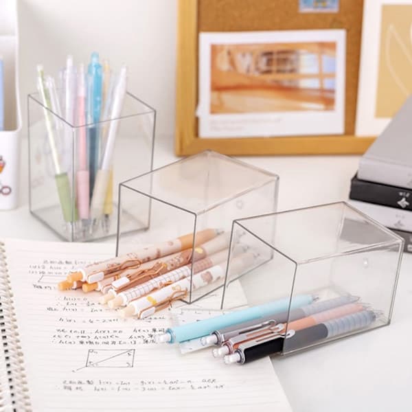 Penholder solid akryl multifunktionelt bord makeup Brus Transparent onesize