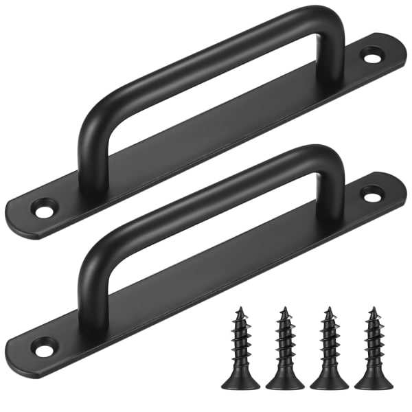Skyvedørhåndtak, skyvedørhåndtak med rustfritt stålplate for svarte skap, skap og låvedører (160 mm)