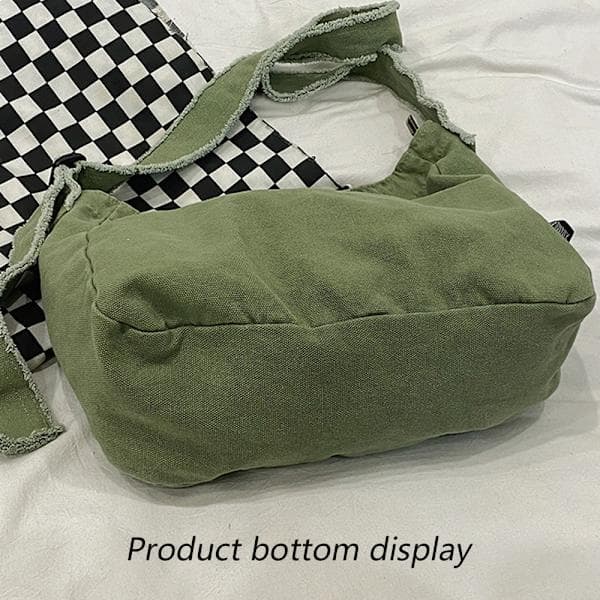 Vasket lerretspose, slitt skulderveske, enkel messengerbag