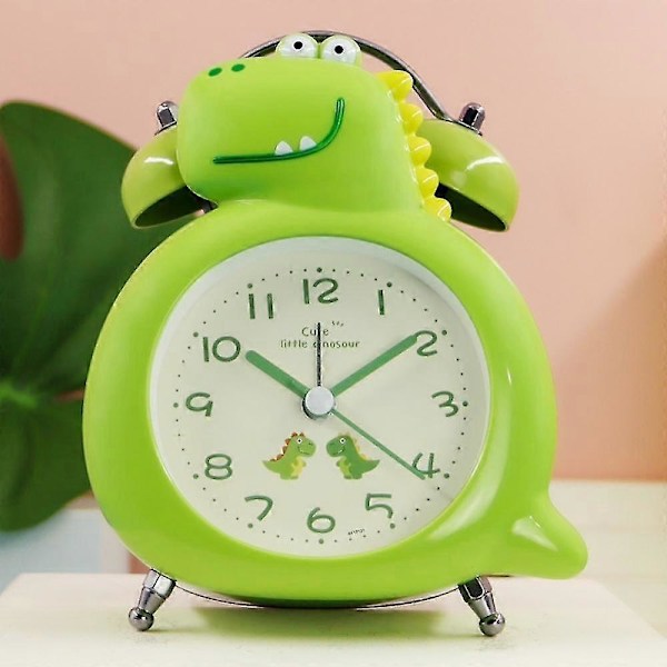 Väckarklocka för sovrum, Analog Dinosaurie Väckarklocka, Skrivbordsklocka för studenthem Light Green