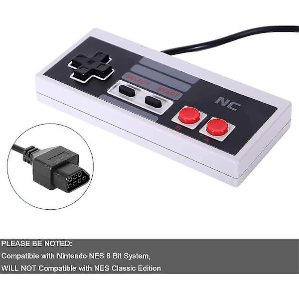 Klassiske Nes-kontrollere for Nes 8-biters underholdningssystem konsollkontrollpanel (2 stk) snngv