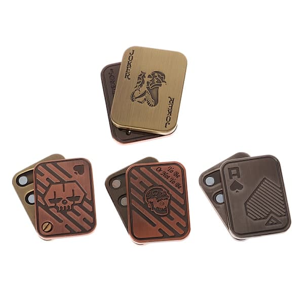 Slider Poker AK Metall Push Card EDC Spinners En Storlek