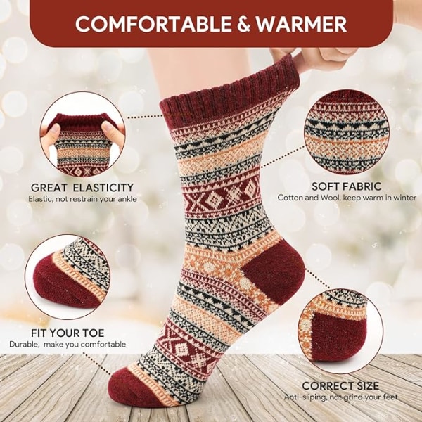 Termisk vinterull varme sokker, 5 par