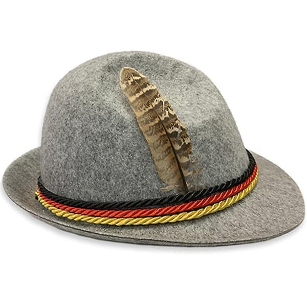 Oktoberfest-hatt for menn, tysk Trenker bayersk ølhatt, partymaskerade grå Grey