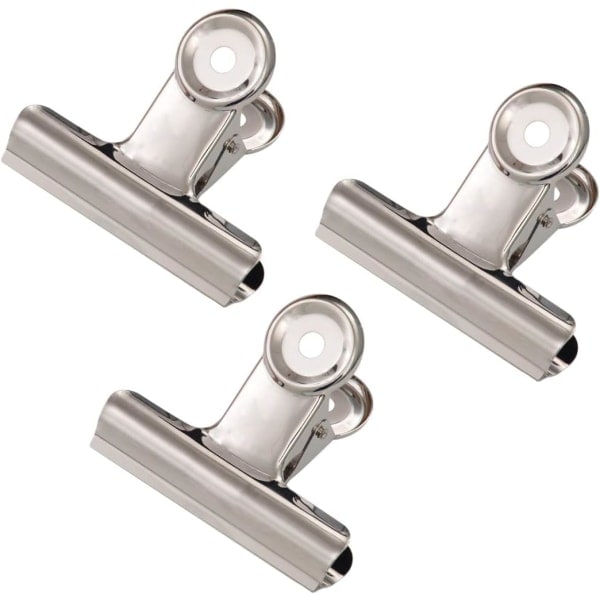 Stora gångjärnsklämmor i metall, 20-pack, 2 tum, silverfärgade bulldogklämmor