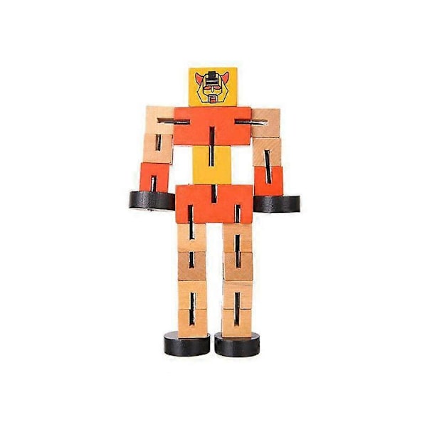 Transformationsrobot Byggklossar Träleksaker för Barn Autobot Figur Modell Pussel Lärande Intelligens Leksaksgåvor Orange