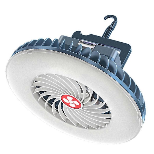 LED Campinglampa för Utomhusbruk, Portabel Campingfläkt med Hopfällbart Stativ, LED-lykta, Mini Skrivbordsfläkt, USB-batteri, Fläkt med Krok för Camping, Hem, Kontor