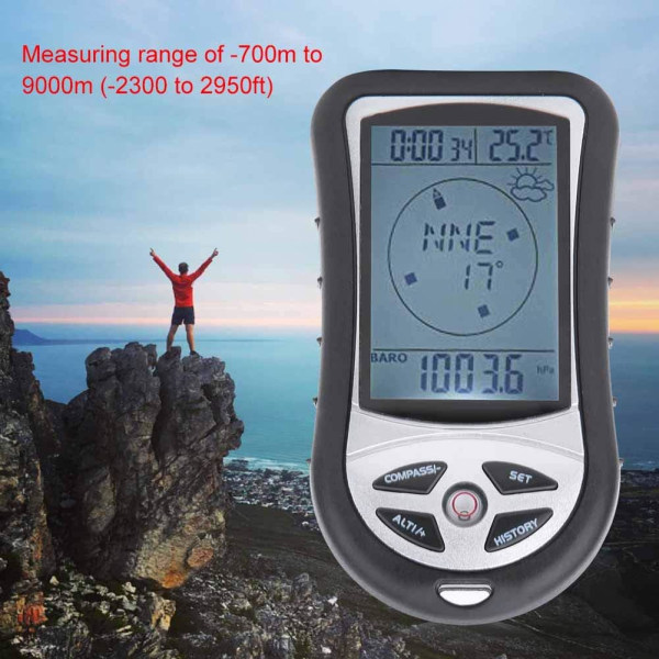 Håndholdt Altimeter Termometer Elektronisk Navigation GPS Kompas Vejrudsigt Gas 8 i 1 Multifunktionsmåler