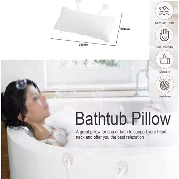 Antislip halkfri badkarskudde hem spa bad uppblåsbar kudde huvud nacke axlar ryggstöd vila sugkopp badrum