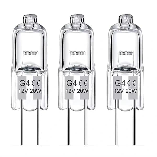 20-pack G4 Halogenlampor 20W 12V Dimbar Varmvit för Underskåp Köksfläkt Bordslampor och Ljuskronor