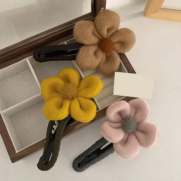 Höst Vinter Plysch Blomma Hårklämma Kvinnor Chic Anknäbbklämma Hårnål Bakre Hårklämmor Håraccessoarer