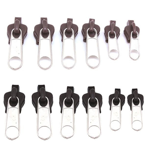 12 stk. 3 størrelser Universal Instant Fix Lynlås Reparationssæt Erstatning Sølv one size Silver