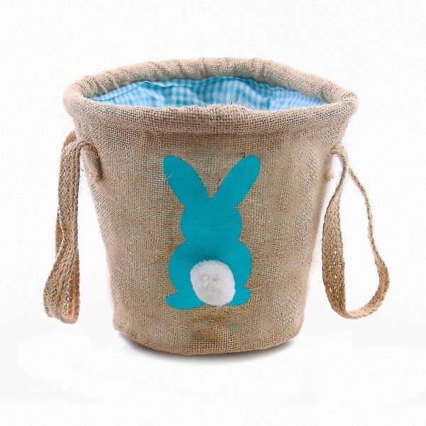 Påskeægskurv til børn Bunny Jutepose til at bære æggodbidder og gaver (Bunny Blue)b83063