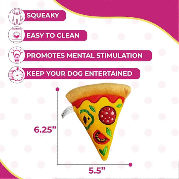 Små hundeleker 2-pakning Pizza Squeaky Plysj Multipack Egnet