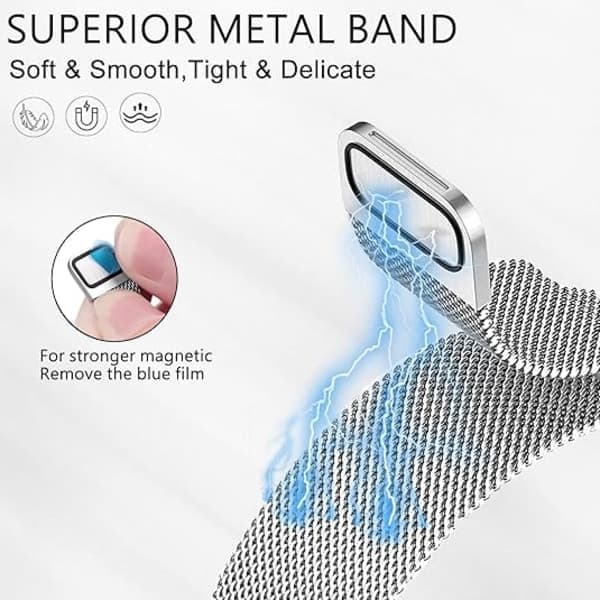 Kompatibel med Fitbit Charge 5-rem for kvinner og menn, justerbar metallnettingrem med Milanese Loop, erstatningsrem for Fitbit Charge 5