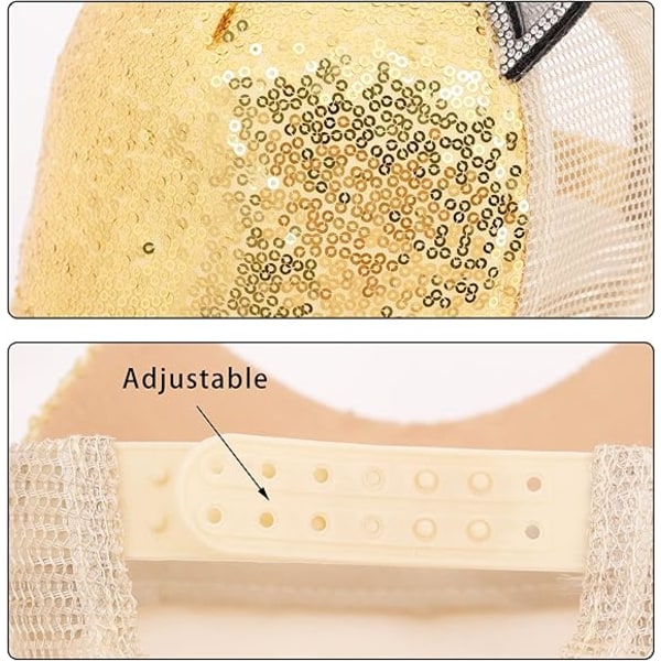 Flickor Pojkar Sparkle Paljetter Baseball Cap Katt Öra Topp Justerbar Solhatt Gold