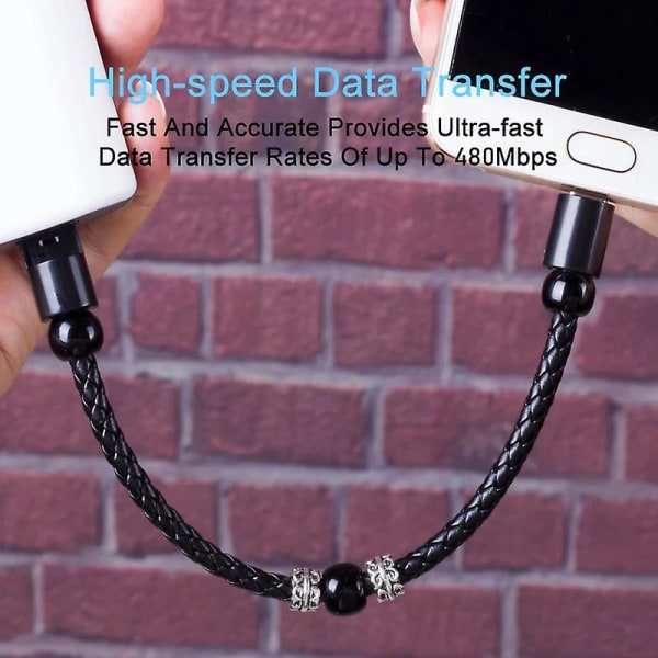 USB Armband Laddningskabel Slitstark Bärbar Laddare Utomhustelefon Laddsladd För Män Kvinnor For Android