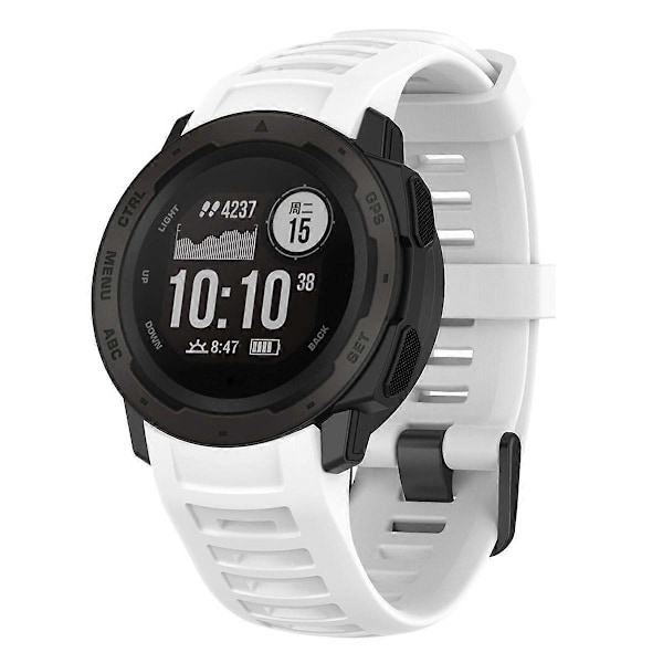 Silikon Klokkereim for Garmin Instinct Tactical/Instinct Tide/Instinct 2/Instinct Armbånd med Svart Spenne White
