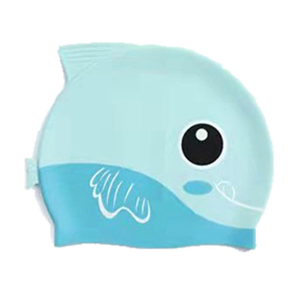 Lasten silikoninen uimahattu, sarjakuva-kuvio, pojille 3-12 vuotta, korvasuojilla - Rantahattu Mint green Small fish