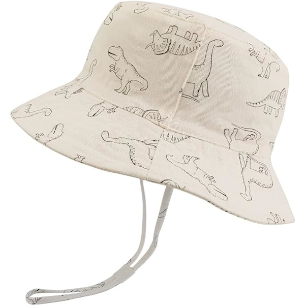 Barne Solhatt, UV-beskyttende Strandlue Barn Bucket Hat Sommerhatt for Småbarn Gutter Jenter off white