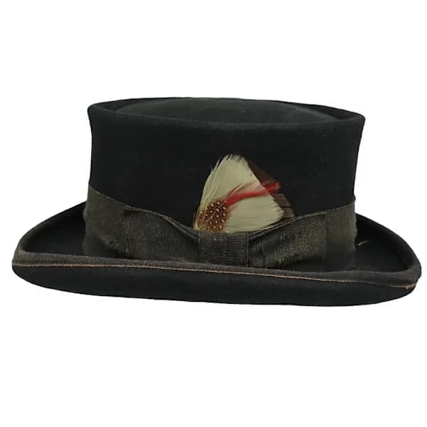 Mid Crown Rød Tophat Unisex Steampunk Hat Cylinder Uldfilt Top