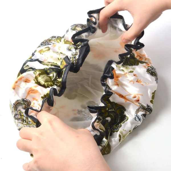 3 pakker Dobbelt lag Dusjhette Vanntett Elastisk Badehette for Kvinner Dusj Spa Salong Sunflower